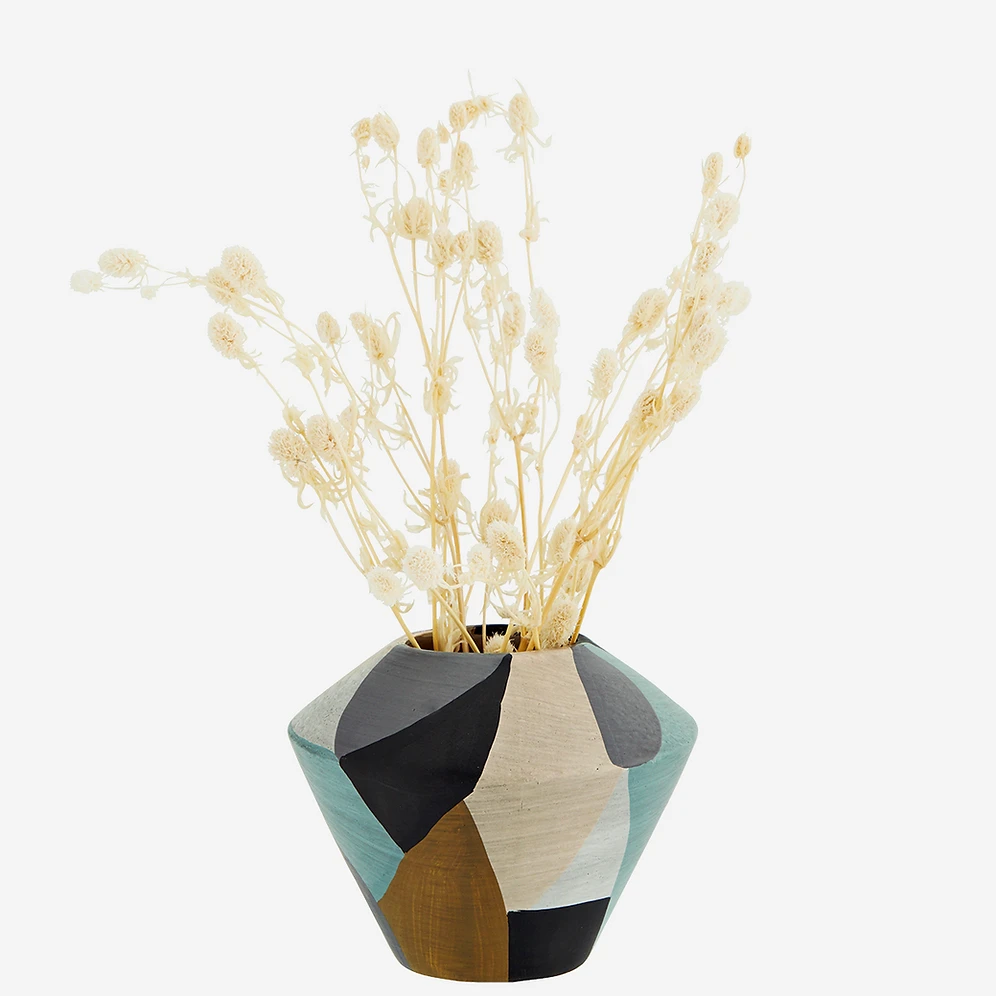 Vase Terracotta Bleu, Gris, Moutarde - Madam Stoltz – Image 2