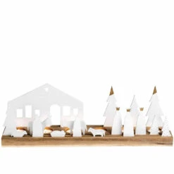 Photophore Crèche Lumineuse En Porcelaine Et Bois Rader