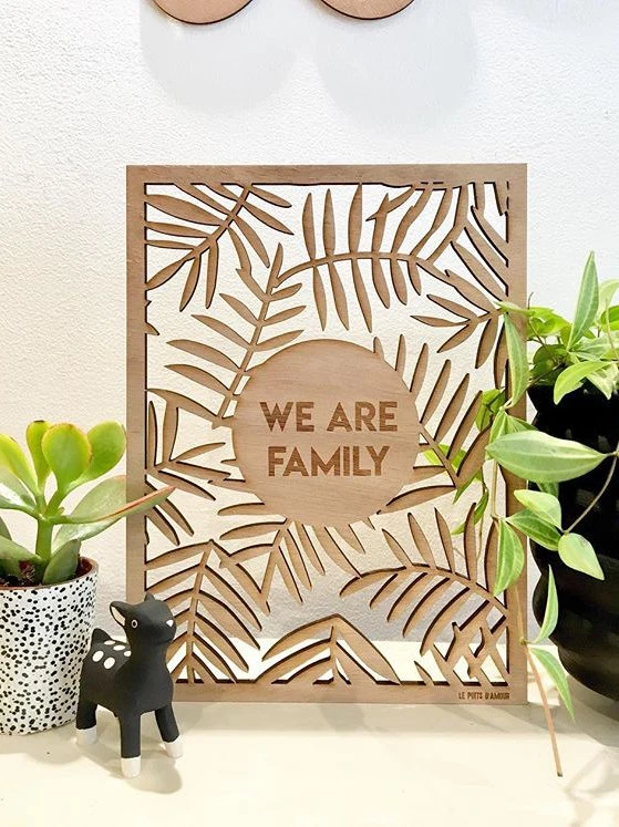 We Are Family - Décoration Murale En Bois - Découpe/gravure Laser - Jungle