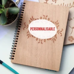 Carnet A5 Personnalisé - Couverture Bois - Découpe Laser