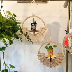 Suspension En Bois Pour Plante Motif Soleil - Découpe Laser