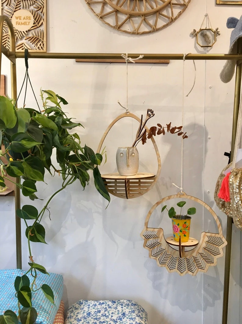 Suspension En Bois Pour Plante Motif Soleil - Découpe Laser – Image 3